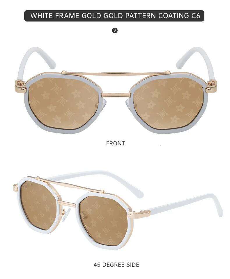 New Fashion Polygon Sunglasses Men Women Double Beam Advanced Sunscreen Male Unisex Luxury Sun Glasses Gafas De Sol Uv400