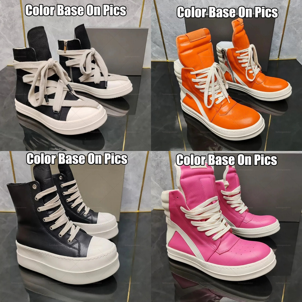 2026 New Top 10A Leather Canvas Boots Unisex ricks ownes Casual Trainers with Furry Lining - High-Quality Platform Sneakers for Women and Men
