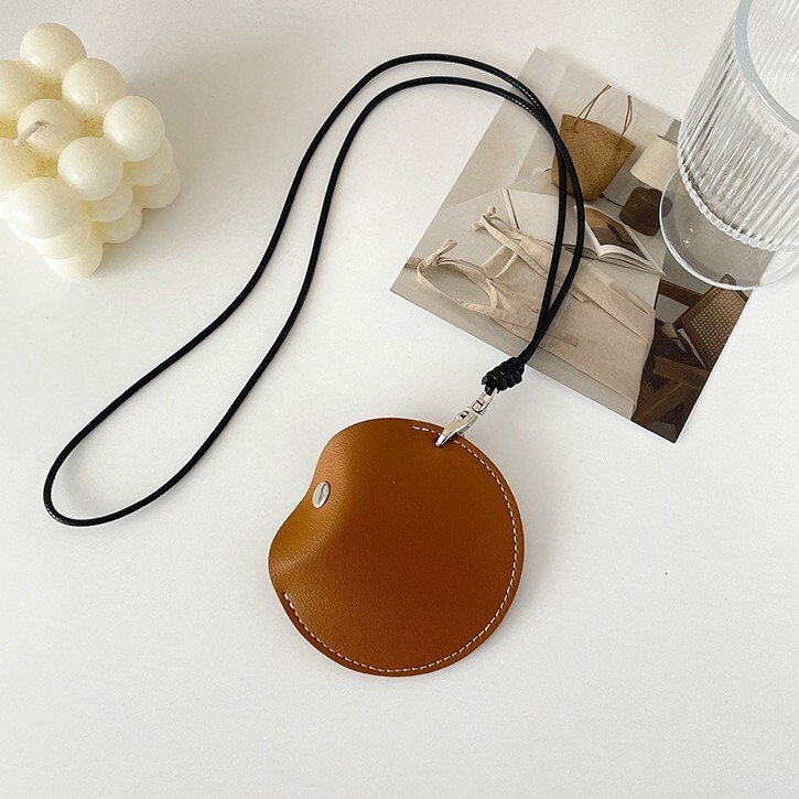 Hot Selling Bluetooth Earphone Hanging Neck Leather Round Coin Purse Small Item Storage Bag