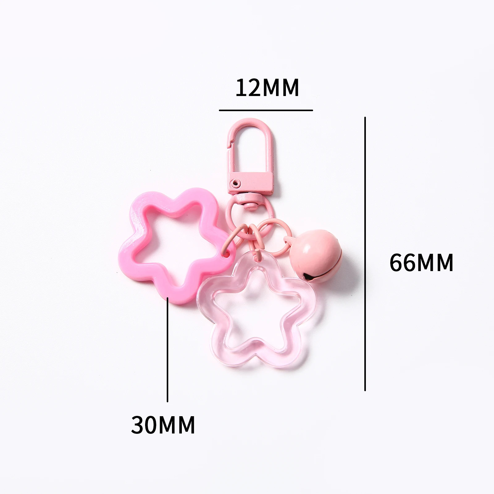 15102050PCS Transparent Solid Color Star Keychain with Bell Resin Keyring Charm for Bag Purse Car Key Decoration Accessory 251219