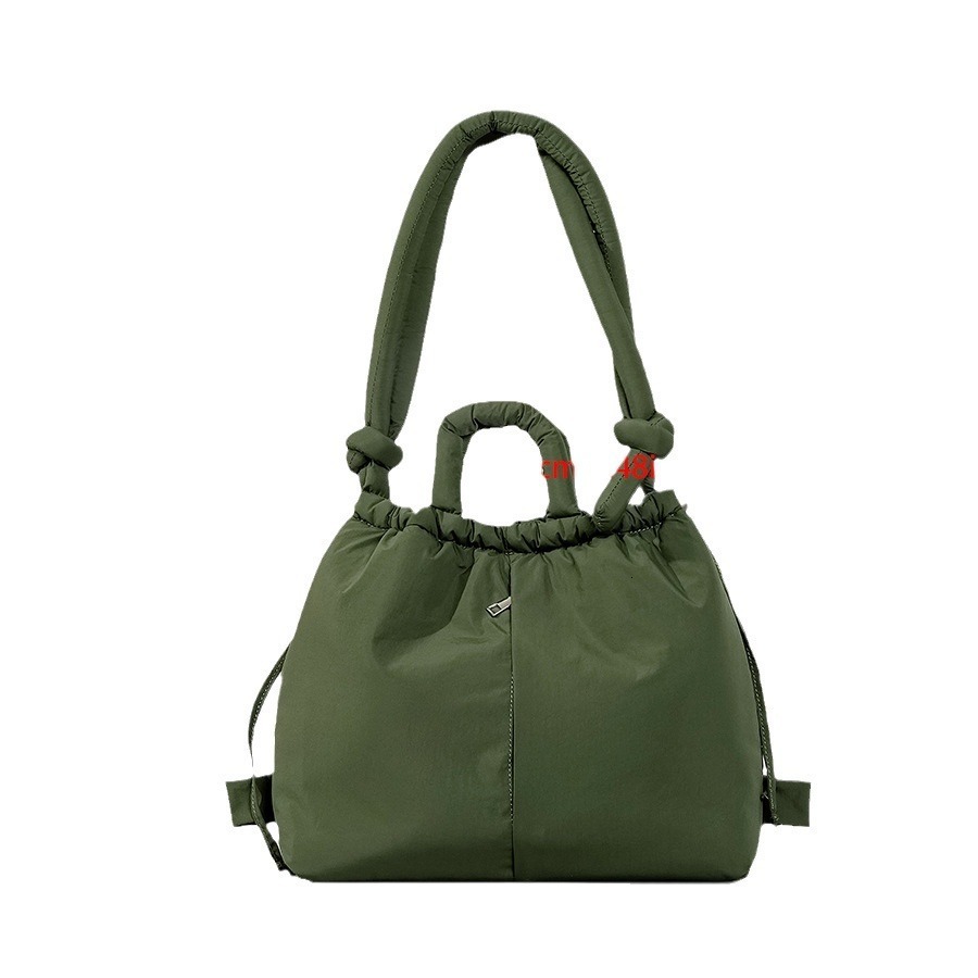 nylon fabric drawstring backpack for women with large capacity and lightweight dualpurpose single shoulder bag soft cotton clip handbag 241203