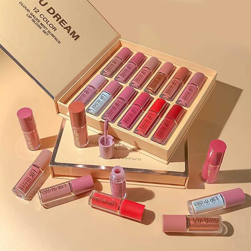 12Pcs Lip Gloss Set for Women Shiny Liquid Lip Tint Makeup Kit with Rich Colors Soft Glossy Lip Stain Combo Gift Set for GirlsT251222
