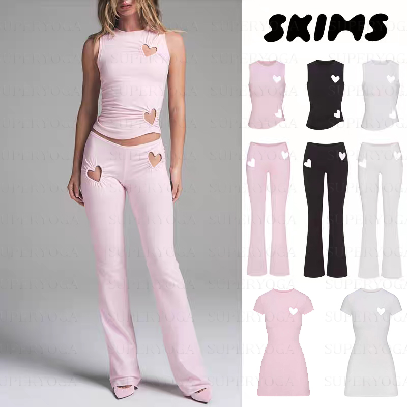 Skims Women Tank Set Sculpting with a Sexy Long Dress Heart Cutout Tank Stretch Fit Valentine Day Limited Edition Set Skimss set