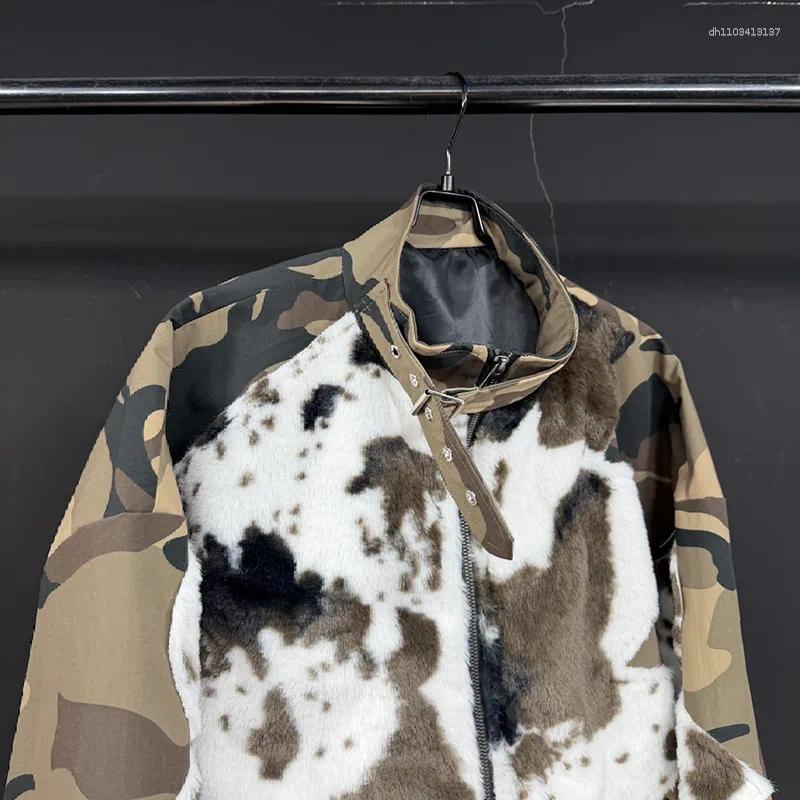 Men's Jackets PFHQ Retro Camouflage Jacket Fashion Splicing Contrast Color Stand Collar Long Sleeves Causal Coats Autumn 21P1744