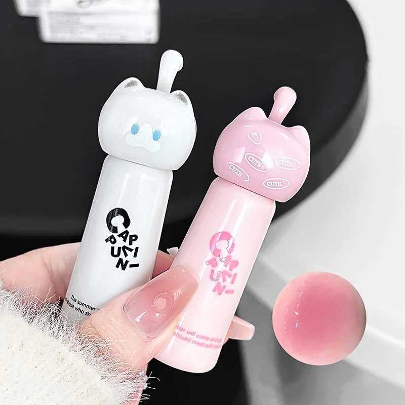 CAPPUVINI Cute Cat Water Mirror Lip Gloss Lasting Moisturizing Rose Apricot Pink Tint Lip Glaze Nude Lipstick Korean Makeup GirlT251222