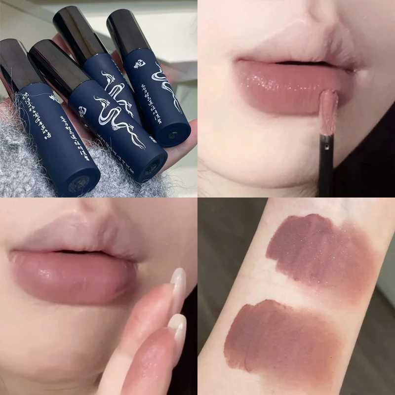 Velvet Matte Lip Glaze Shimmer Nude Lip Mud Waterproof Grey Pink Liquid Lipstick Long-lasting Non-drying Red Lip Gloss CosmeticsT251222