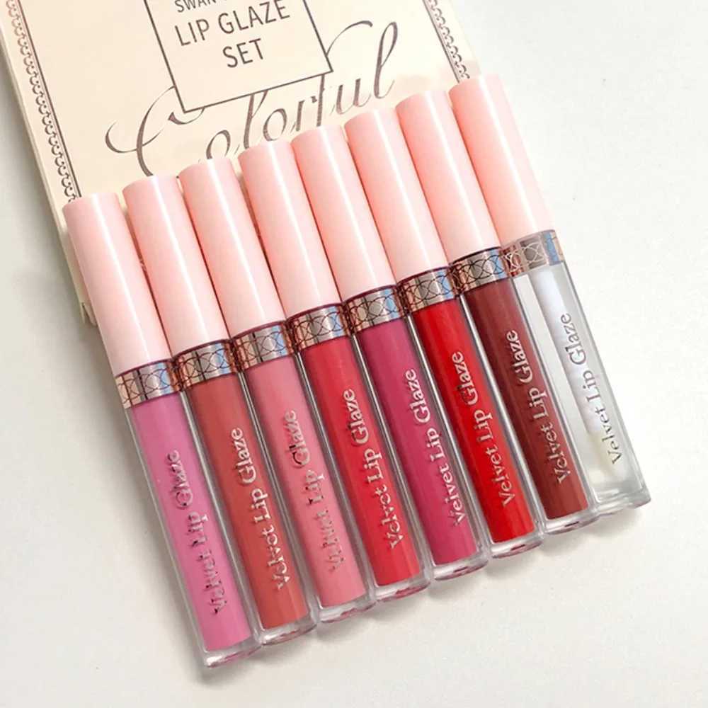 8PCS Swans Velvet Liquid Lipstick Set Matte Waterproof Long Lasting Lip Gloss Shades for Daily Party Makeup GiftT251222