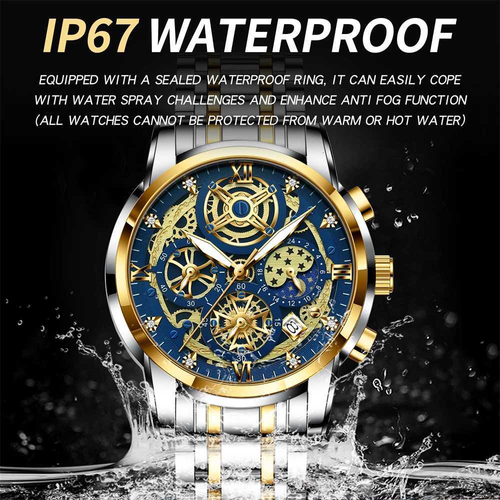 BINBOND Round es For Men Week Date Stainl Steel Man Luminous Waterproof Luxury Mens Quartz Wrist M251222