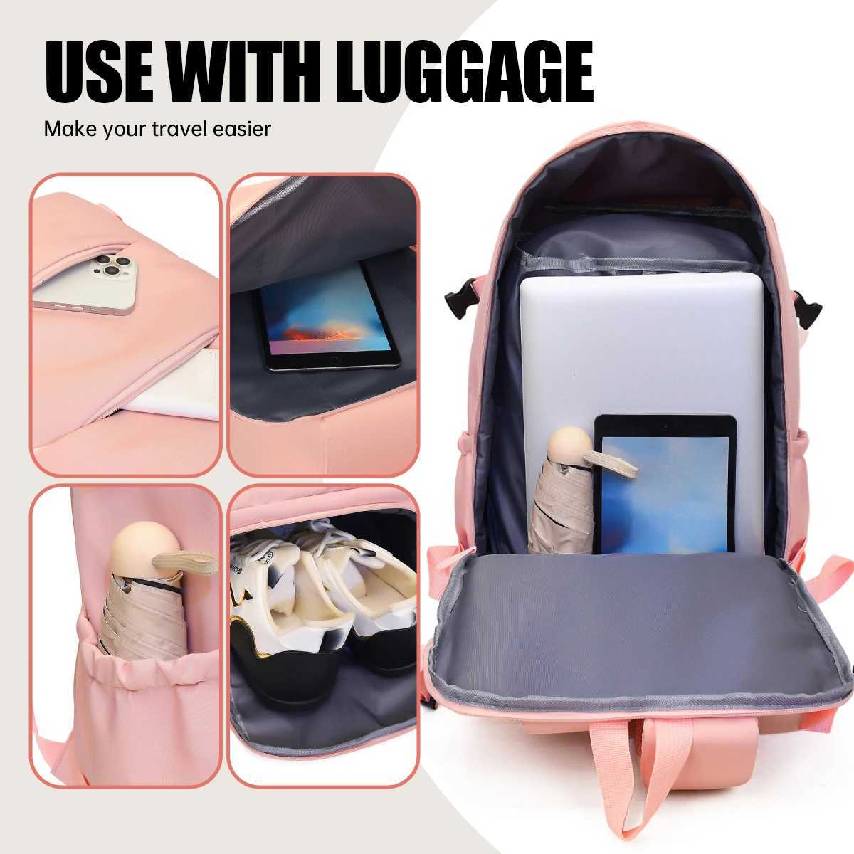 Backpack Mens Luggage Bag Large-Capacity Student School Bag Womens Business Trip Computer Bag Short-Distance Travel Backpack Multi-Purpose Travel Momm