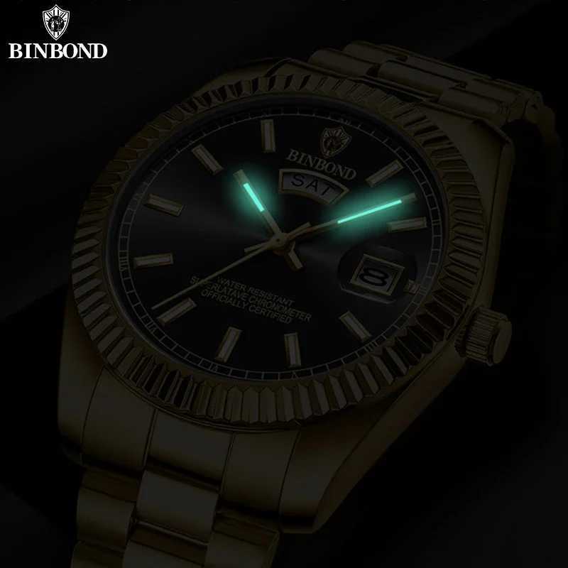 BINBOND Luxury Men Quartz Waterproof Date Luminous Wrist Sports Stainl Steel Mens es M Clock Reloj Hbre M251222