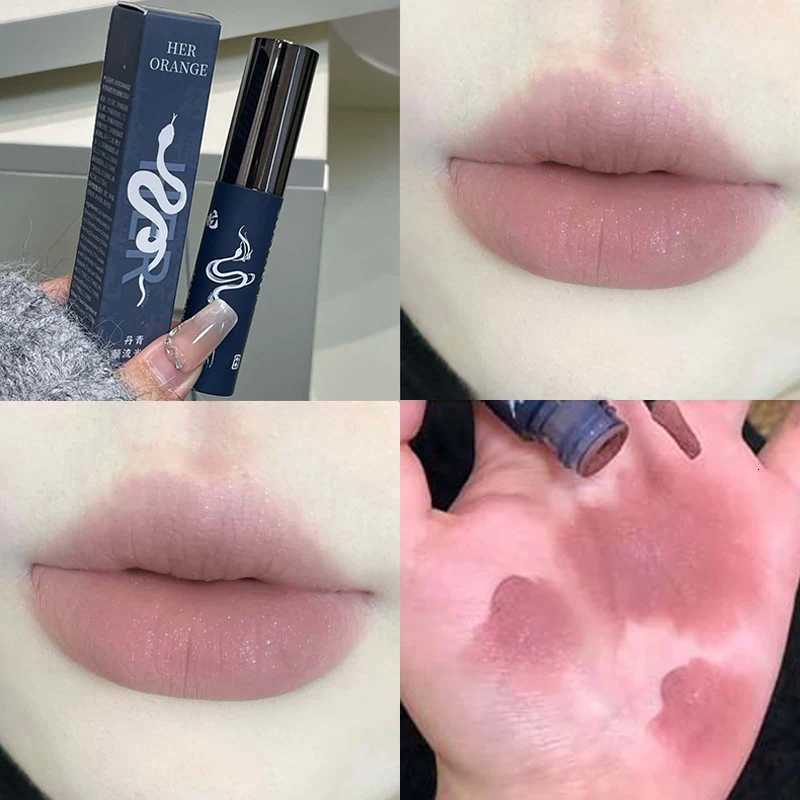 Velvet Matte Lip Glaze Shimmer Nude Lip Mud Waterproof Grey Pink Liquid Lipstick Long-lasting Non-drying Red Lip Gloss CosmeticsT251222