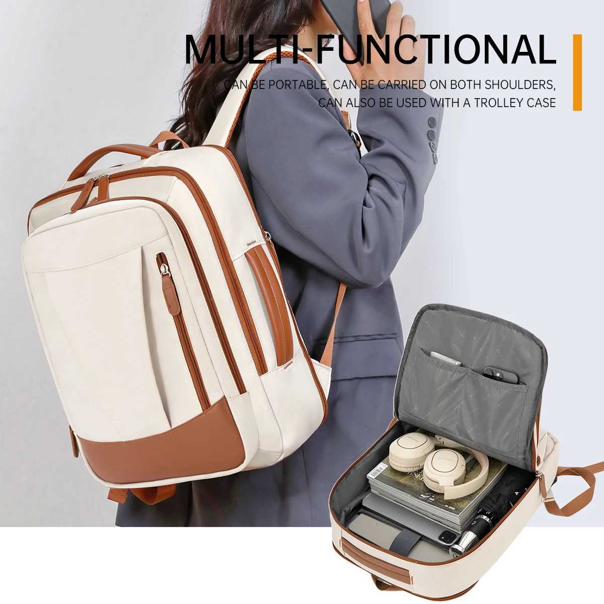 Backpack for Women 2025 New Simple Business Computer Backpack Outdoor Large Capacity Travel Bag Student School Bag for sM251222
