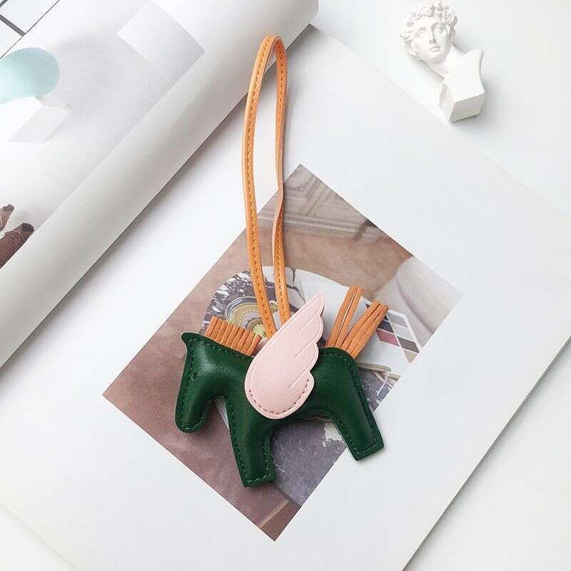 2025 New Cute Leather Rearview Mirror Bag Pegasus Pendant Internet Celebrity Review Hanging Decoration