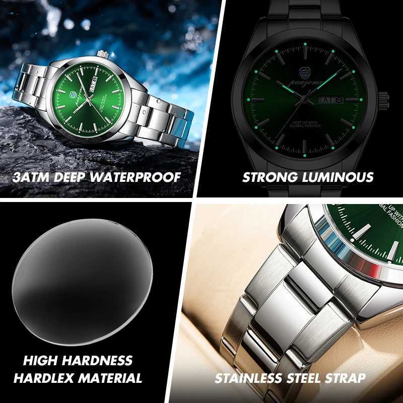 PAAZU Luxury es For Men Stainl Steel Waterproof Luminous Man Date Week Fashion Casual Mens Quartz Reloj M251222