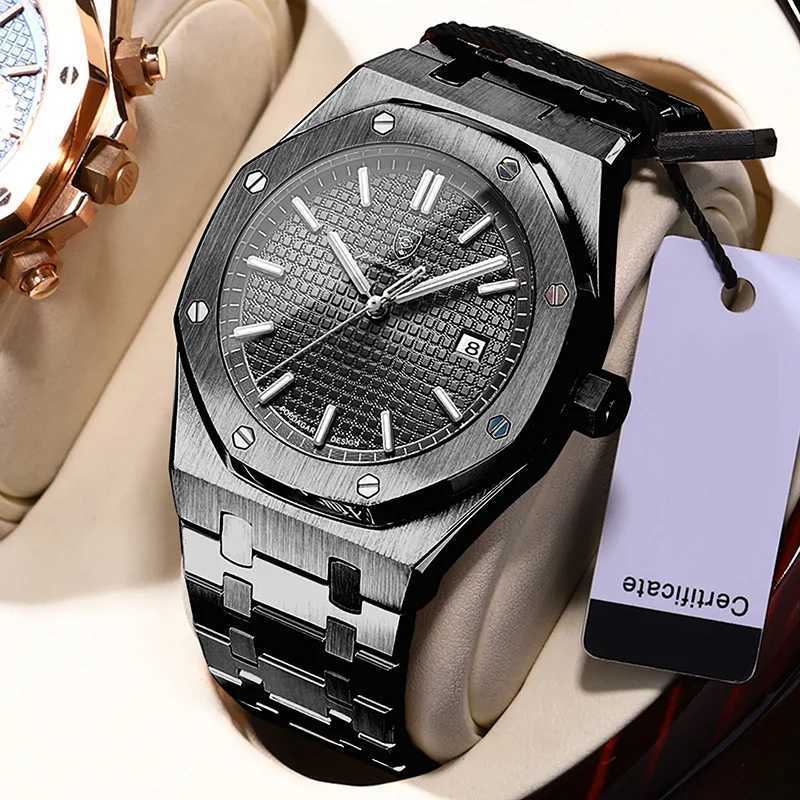 POEDAGAR Luxury Busin Man Wrist Waterproof Luminous Date Men Stainl Steel Fashion Quartz es For Men Reloj M251222