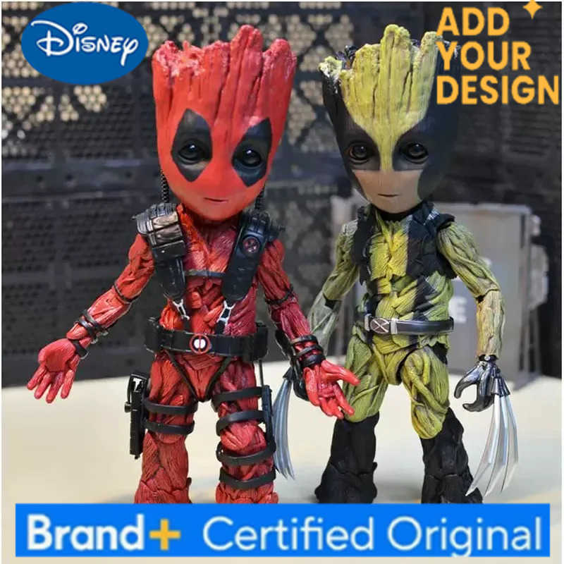 Disney 25cmMarvel X Deadpool Galaxy Guardians Little Tree Man Groot Action Figures Car Decoration Ornaments Boy Christmas Birthday Gift L260511