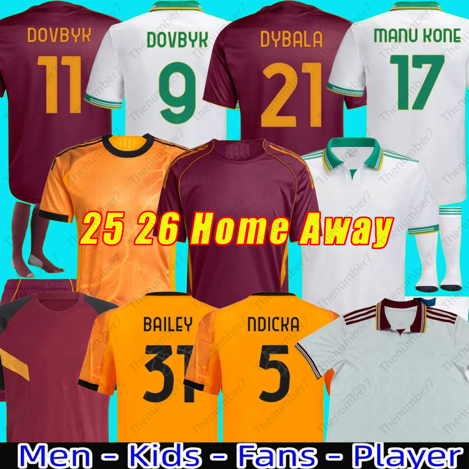 25 26 PELLEGRINI Dovbyk Roma SOCCER JERSEYS EISHAARAWY DYBALA Soule CRISTANTE KONE PISILLI MANCINI Football Shirt maillots de foot Men kids kit Player version