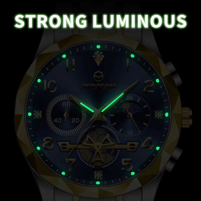 PENGAGAR Luxury Sport Wrist For Man Waterproof Luminous Date Men Quartz Stainl Steel Mens es M Relojbox M251222