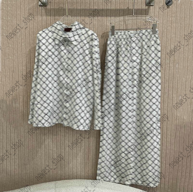 Designer womens tracksuits luxury sport suit 2 piece sets letter jacquard Color blocking grid lapel loose shirt women casual pants lady tracksuit