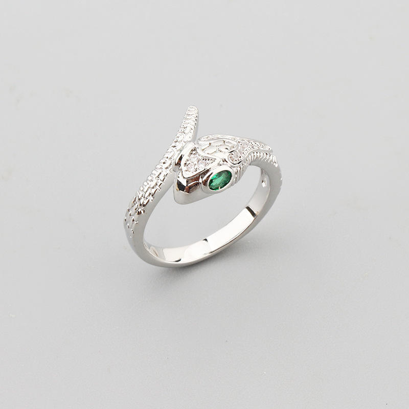 Attract Luck Jewelry Korean Version Simple Green-Eyed Snake-Shaped Scale Animal Effective Fresh Style Women's Bracelet Open Bangle Ring Wholesale