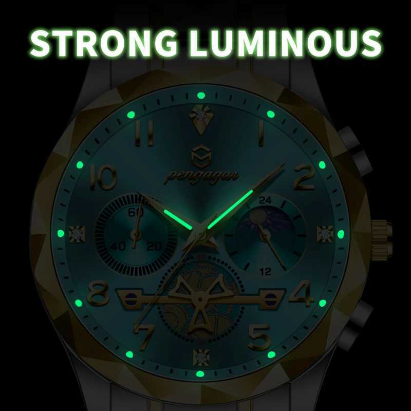 PENGAGAR Luxury es For Men Date Chronogrh Stainl Steel Man Waterproof Luminous Sport Military Mens Quartz M251222