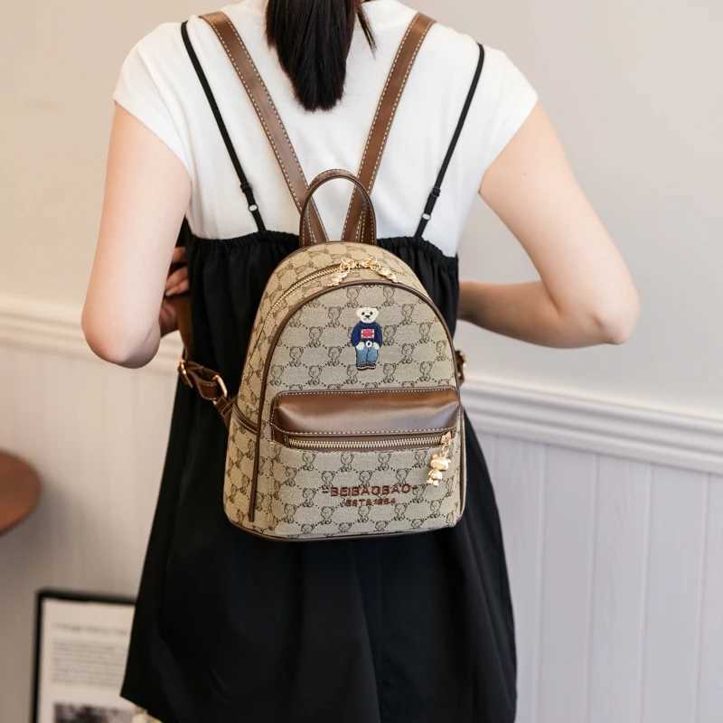 fashion students BackpackCute embroidered bear backpack for women School backpack for Young trend women backpackM251222