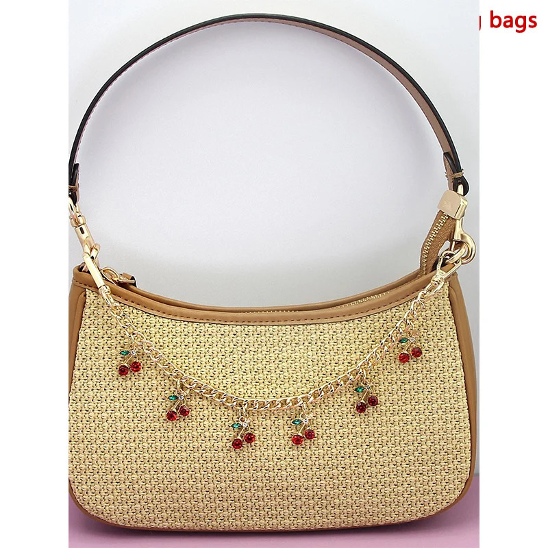 Fashion temperament glass stone red cherry chain jewelry bag hanging charm accessories 251219