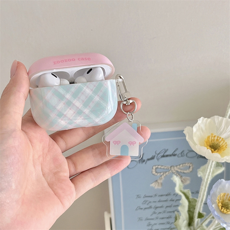 Summer Color-Block Plaid Pendant Compatible with Apple Case AirPods Pro 2nd Generation 2022 Earphones 4