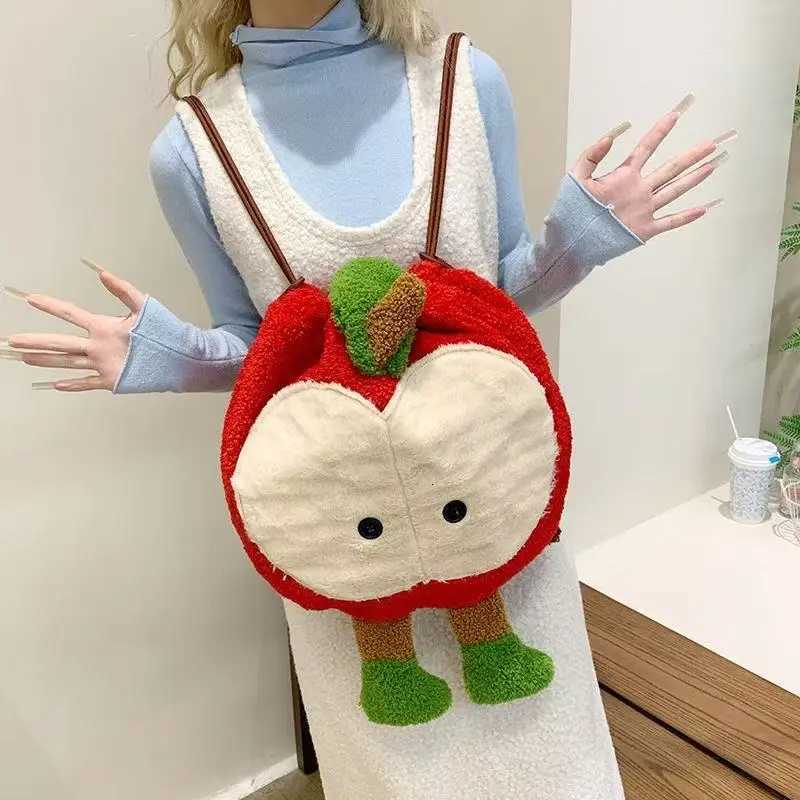 Anime Love and Deepspace Caleb Cosplay Fluffy Apple Drawstring Backpack Cartoon Shoulders Bag Large Capacity Knapsack Xmas GiftM251222