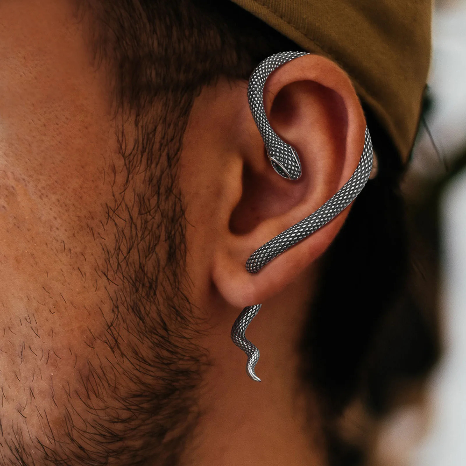 Vnox Punk Mens Wing Wrap Earrings Vintage Stainless Steel Feather Earring ClipsGothic Animal Snake Dragon Valkyrie Ear Cuff 251219