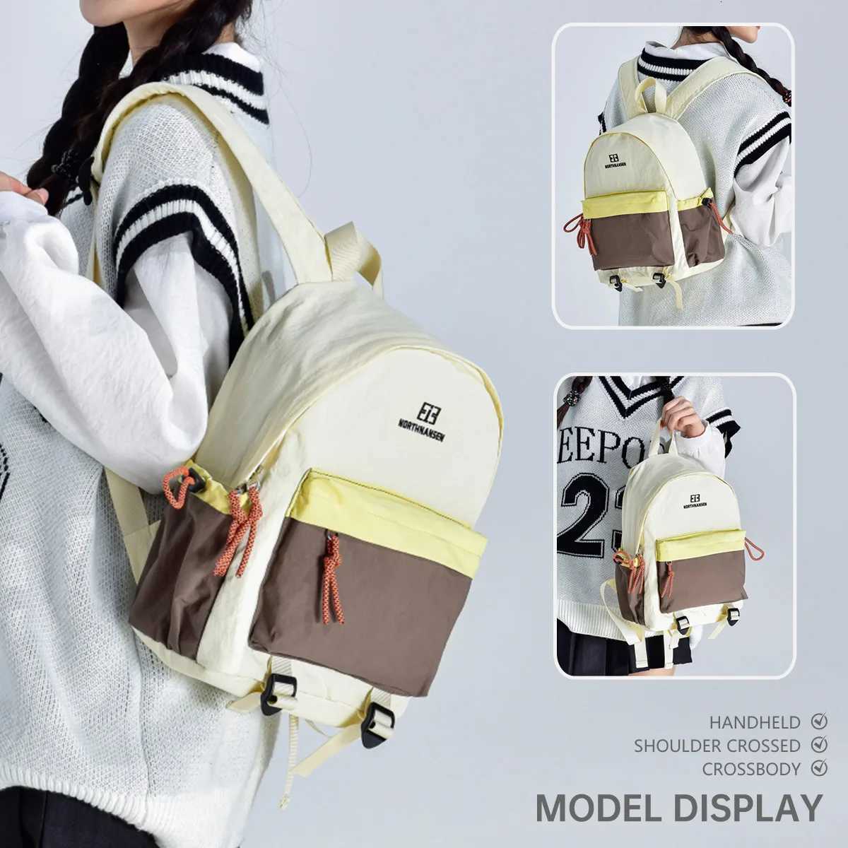 Textured Nylon Oxford Cloth Small Backpack Womens New Mini Student School Bag Work Clothing Shopping Travel Small BackpackM251222
