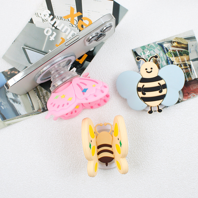 Butterfly Silicone Magnetic Transparent Airbag Stand Bee Adjustable Wings Holder Phone Accessories Portable