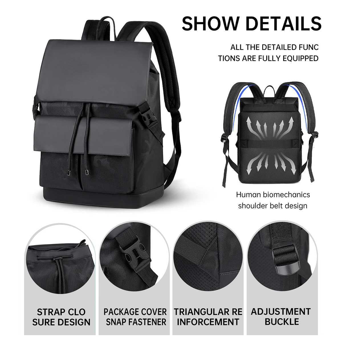 Fashionable Classic Business Backpack for Men and Women Trendy Laptop Bag Travel Large-Capacity Backpack for Work Commuting and BoardingM251222