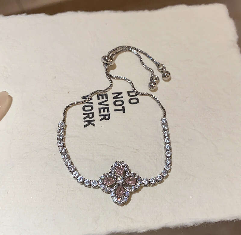 Korean Style Light Luxury Water Drop Flower Bracelet for Women, Adjustable Zircon Inlaid High-End Fashion Temperament Jewelry for Party & Date