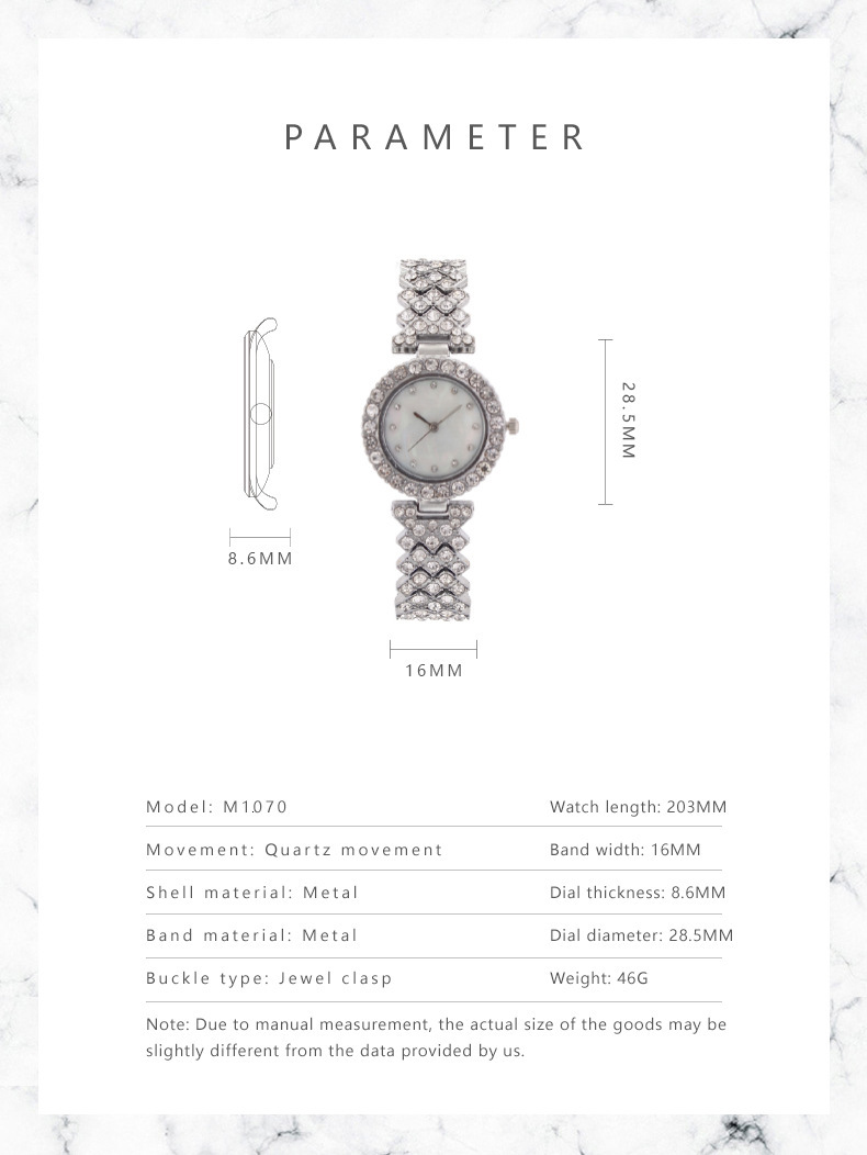 Classic metallic color scheme elegant rhinestone inlay exquisite luxury ladies' watch new popular retro nostalgic elegant luxurious fashion watch