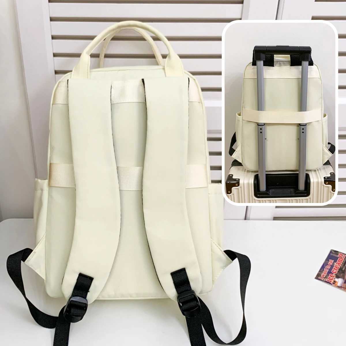 Womens New Versatile Canvas Backpack Lightweight Commuter Travel Backpack Large Capacity Student School Bag Womens Bag for Work and ChildcareM251222