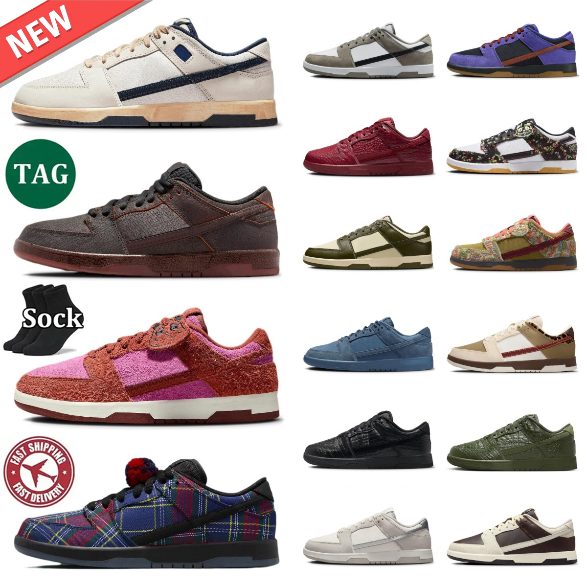 Designer Low Casual Shoes 94 Nardwuar Krampus Khaki Leopard Stranger Things Panda Monium White Black Grey Triple Pink Green Purple UNC Men Women trainers 36-46
