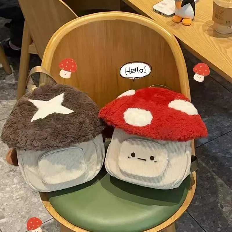 Fashion Cartoon Mushroom Backpacks for Women New Autumn Winter Anime Plush Cute Doll Bag Christmas Gift Cute Anime BackpackM251222