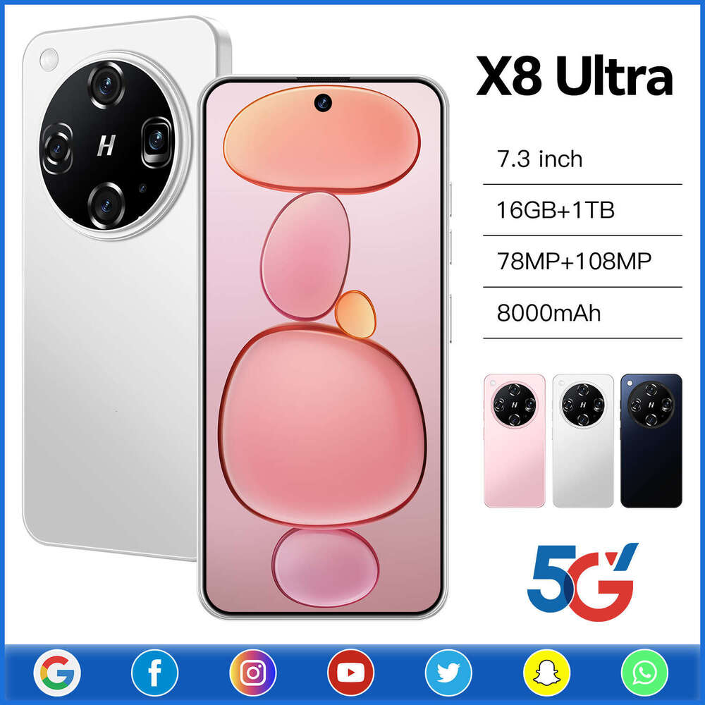 Renowned brand global cross-border exclusive X8 Ultra smartphone 16+1T source factory wholesale hot selling (explosive model)