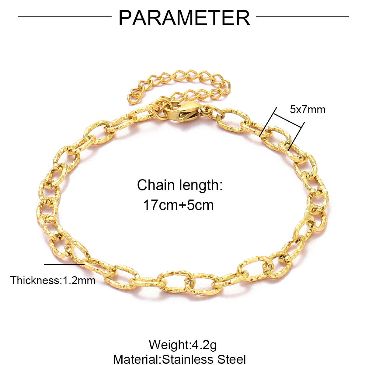 18K Real Gold Color Retention Flat Long Cross Titanium Steel Bracelet Female Paper Clip DIY Stainless Steel Paperclip Chain