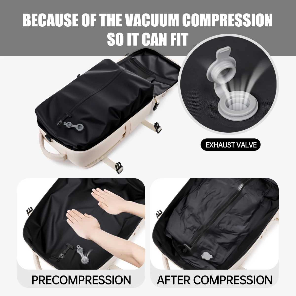 ackpack Female College Student Outdoor Commuting Large Capacity Computer Backpack Junior High School Bag Travel with Air Bag and Vacuum CompressionM25