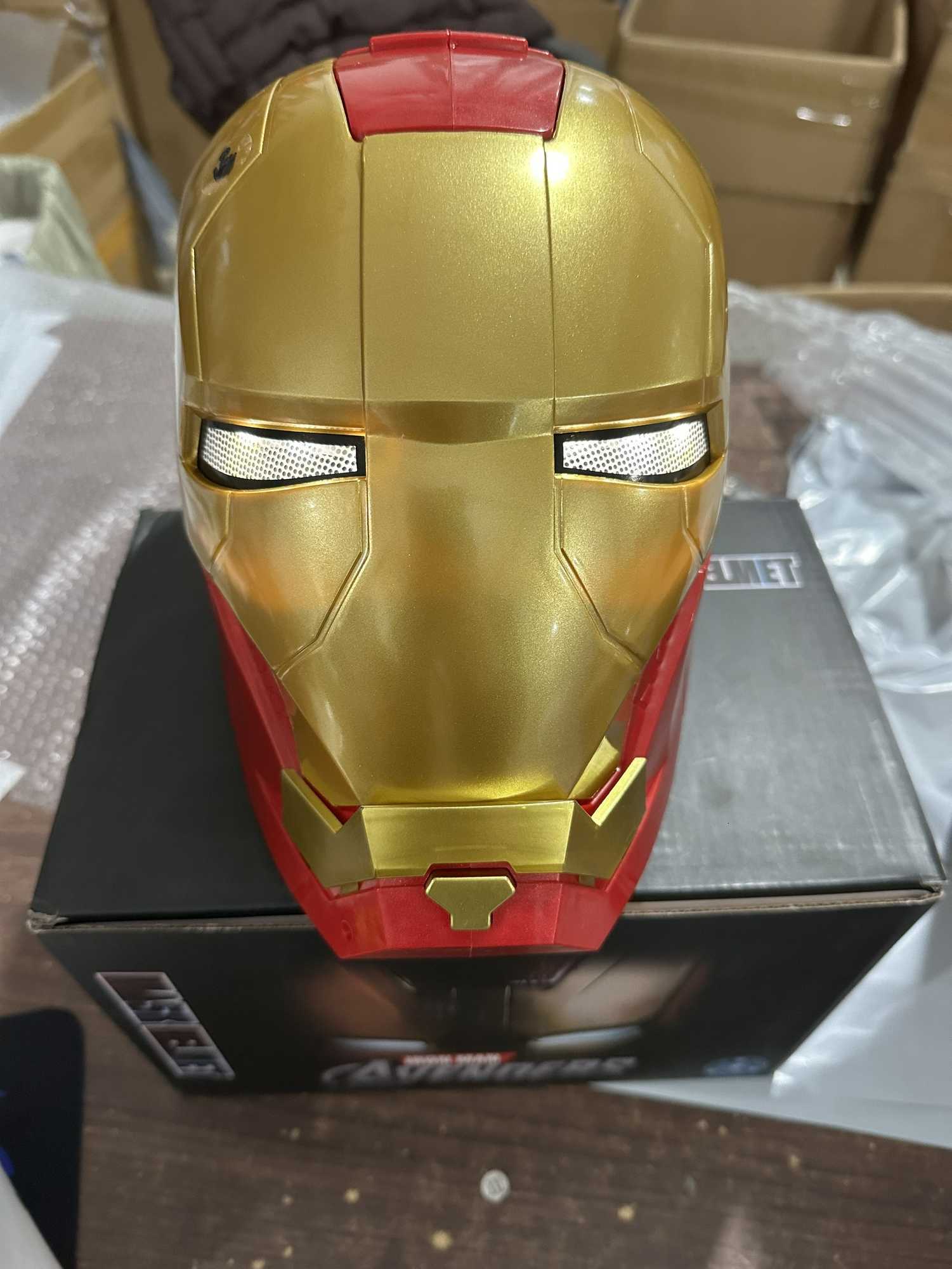 Disney 2025 New Iron Man Helmet Mk5 Jarvis Helmet Luminous Manual Opening And Closing Wearable Cool ChildrenS Cosplay Mask Toy Gift W250614