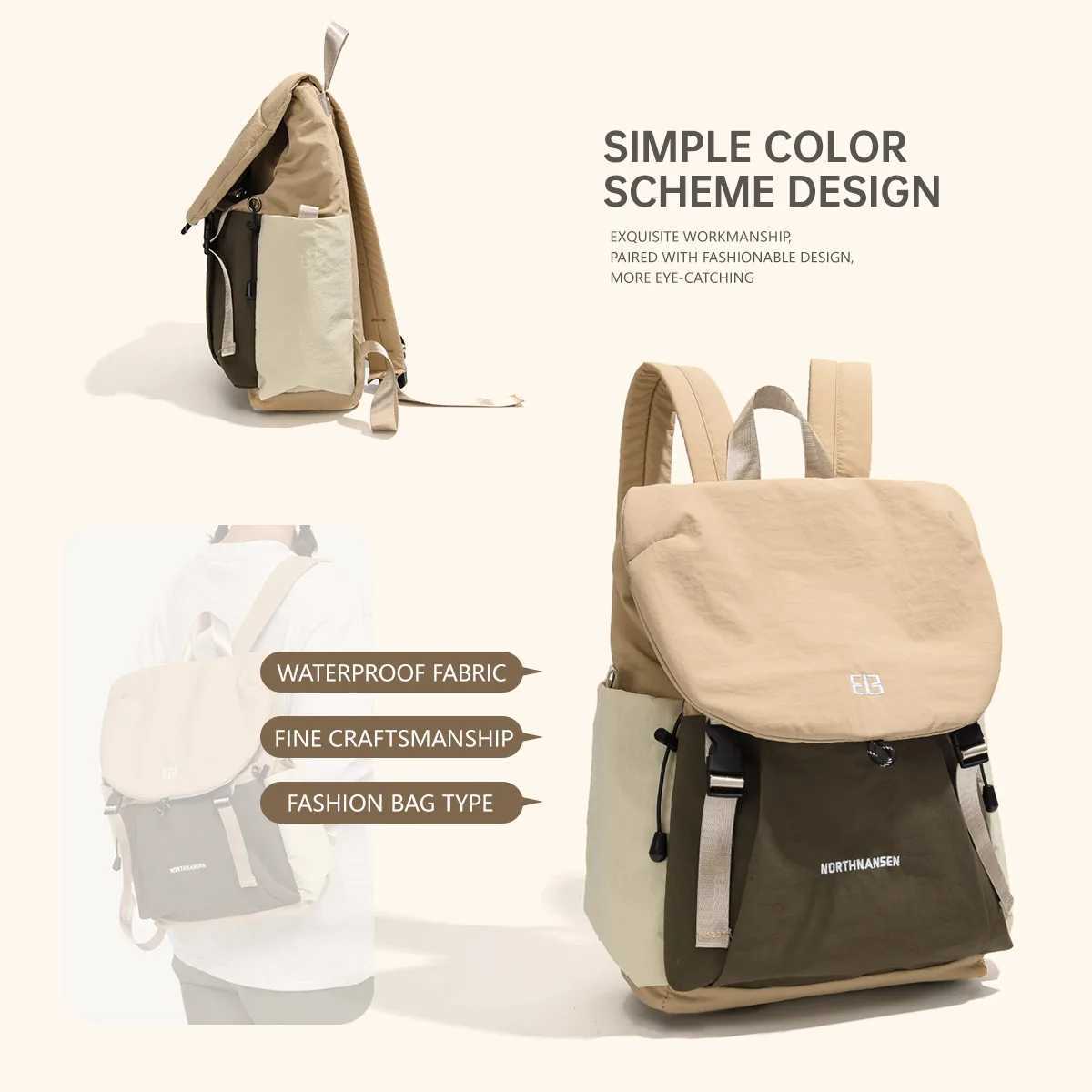 French Saint Levi 2025 New Vintage Backpack Lightweight Casual Versatile Mens Simple Backpack Travel School Bag WomenM251222