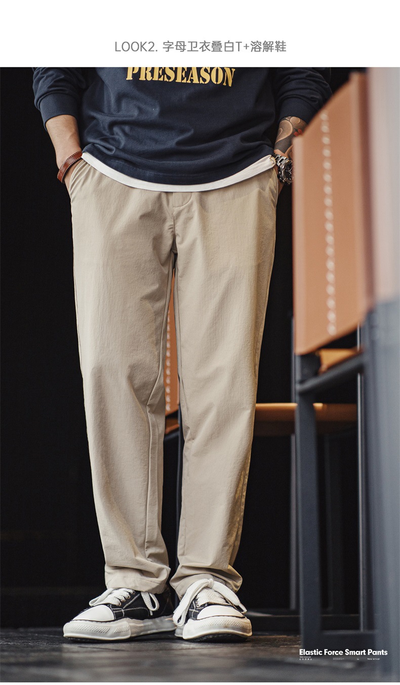 WOZK Casual Straight Clean Fit Suit Pants Men's Spring Wrinkle-Resistant Tapered Office Pants Solid Color Versatile Trousers