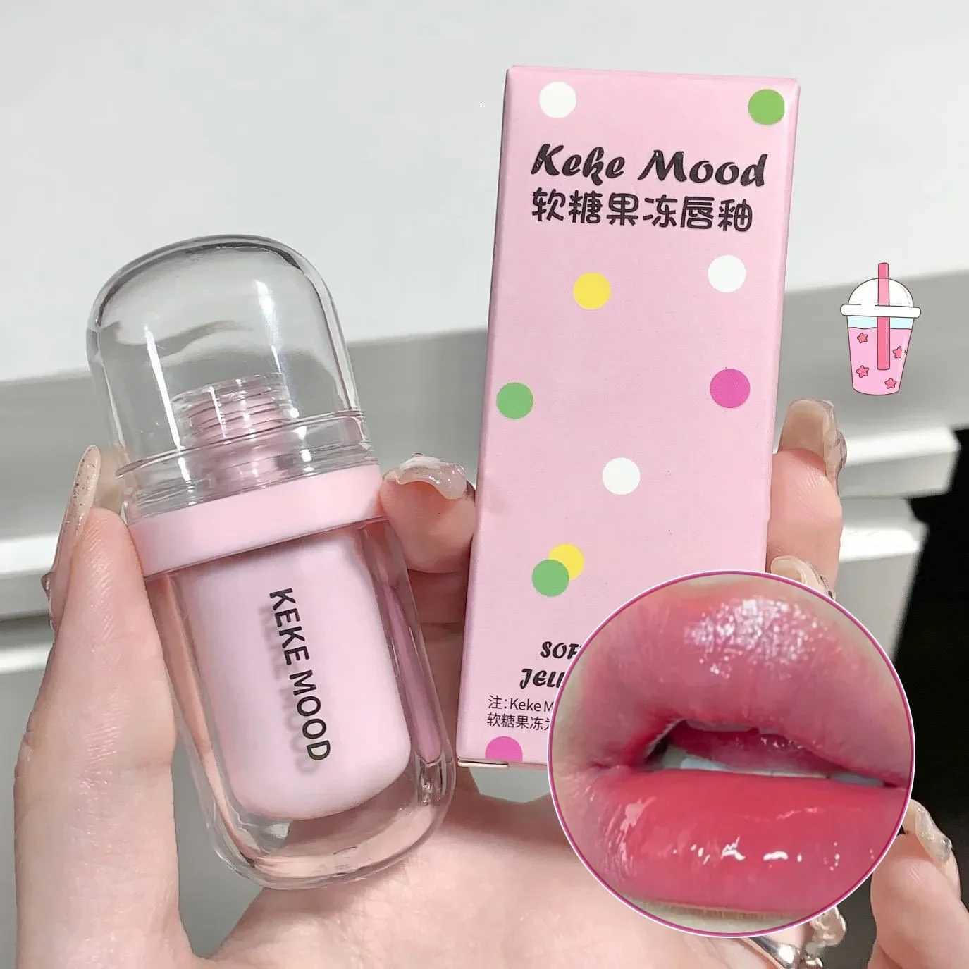Crystal Glossy Lip Glaze Jelly Mirror Water Lip Gloss Lasting Moisturizing Sexy Lips Tint Korean Lip Glaze Girl Beauty CosmeticsT251222