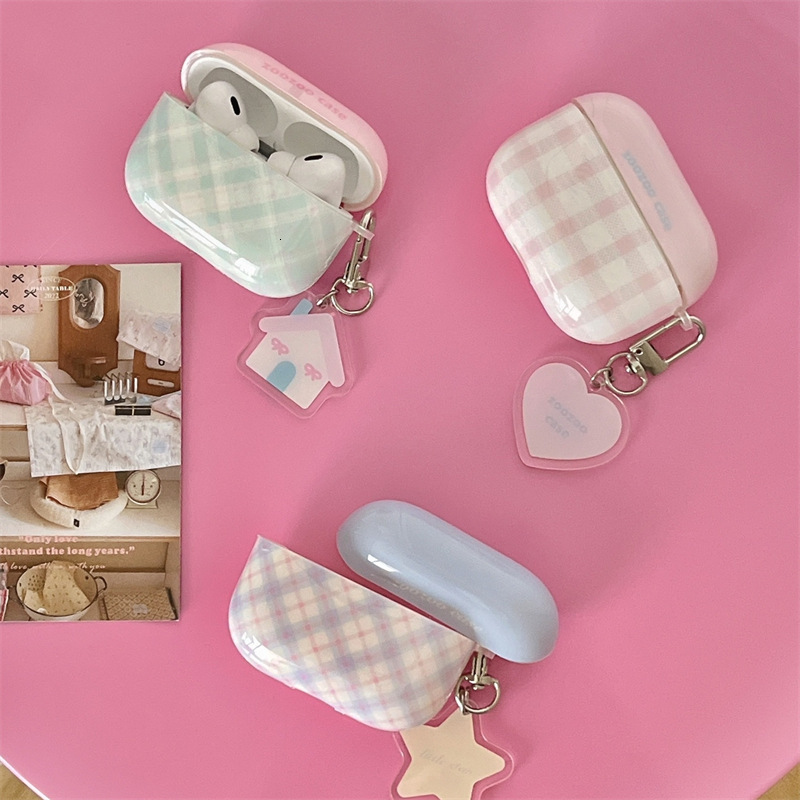 Summer Color-Block Plaid Pendant Compatible with Apple Case AirPods Pro 2nd Generation 2022 Earphones 4