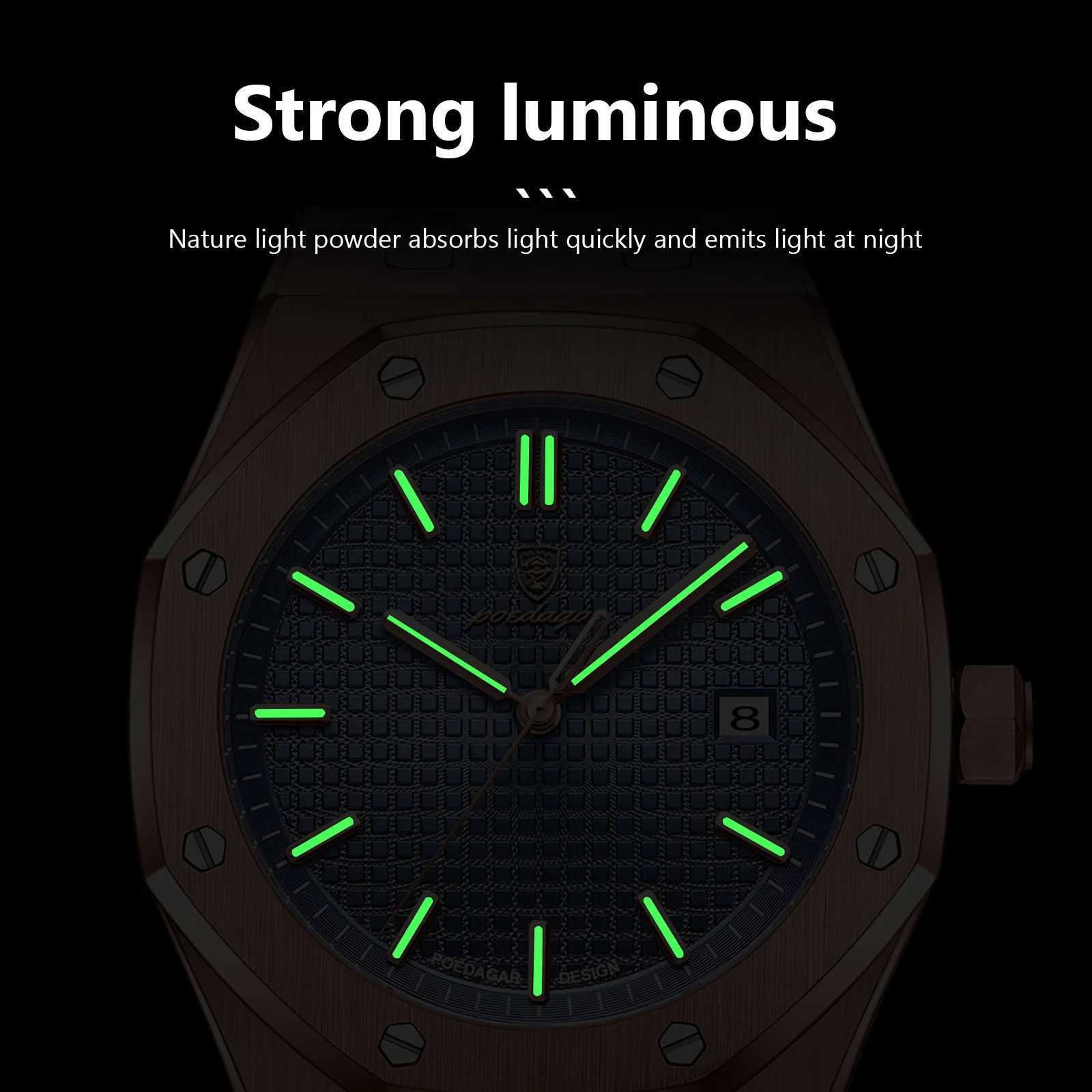 POEDAGAR Luxury Busin Man Wrist Waterproof Luminous Date Men Stainl Steel Fashion Quartz es For Men Reloj M251222
