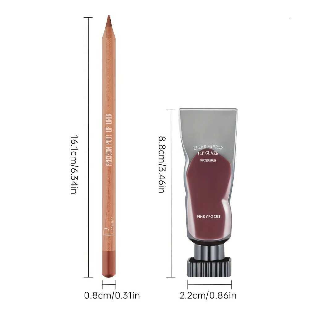 2pcs set of moisturizing and moisturizing lip gloss and durable waterproof lipliner set - high color lipstick glossy textureT251222