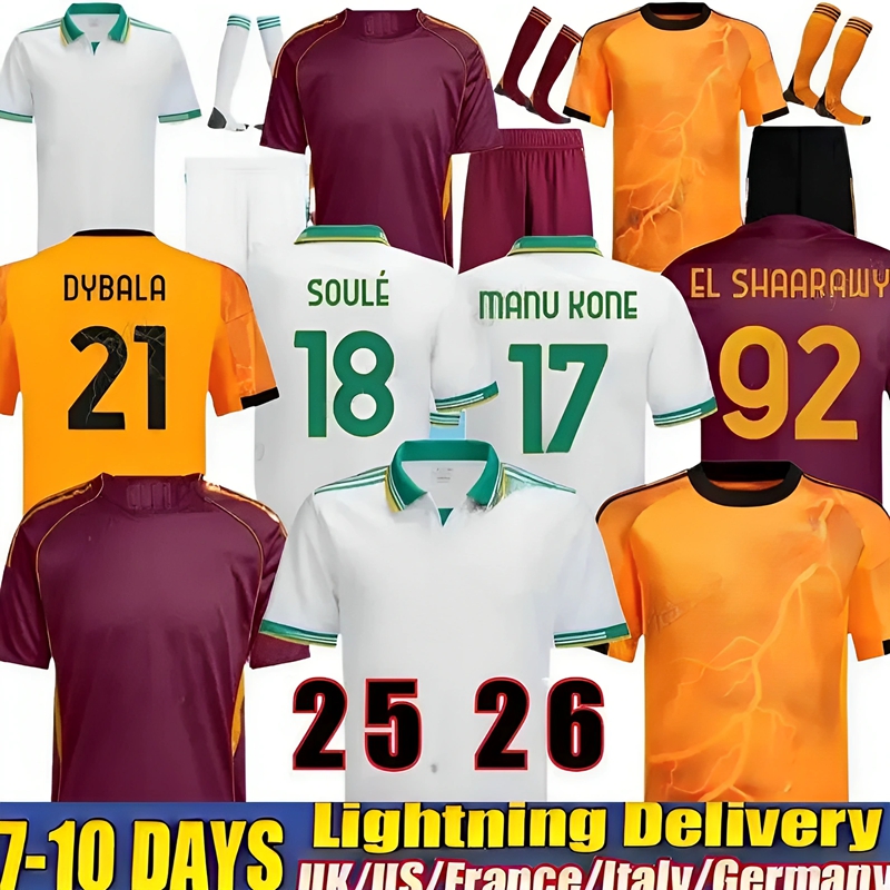 2025 2026 Men Kids Soccer Jersey Football Shirt 25 26 ROMA ABRAHAM PAREDES DYBALA MANCINI E. LE FEE ZALEWSKI EL SHAARAWY ROME KONE
