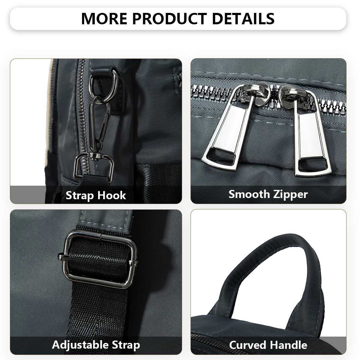 Simple Color-Blocked Womens Backpack 2025 New Large-Capacity Nylon Anti-Theft Backpack Versatile Casual School Bag for Shopping Travel Commuting and W